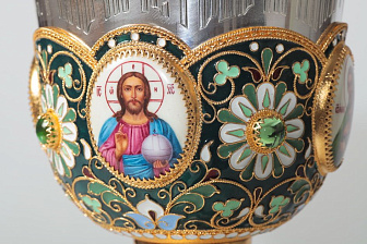 Потир 0.5л 4-финифти, филигрань, эмаль / золочение / серебряный стакан (УИН)