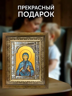 Икона Евгения Римская в ризе и деревянном киоте, 33х27 см