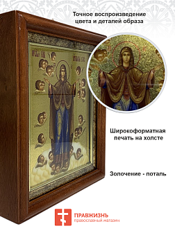 Икона Божией Матери Нерушимая стена с золочением в киоте 18х21х4 см Икона Божией Матери Нерушимая стена с золочением в киоте 18х21х4 см