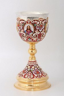 Потир 1.5л 4-финифти, филигрань, эмаль / золочение / серебряный стакан (УИН)