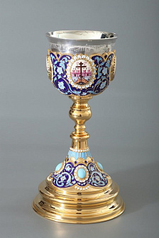 Потир 0.5л 4-финифти, филигрань, эмаль / золочение / серебряный стакан (УИН)