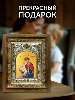 Икона Соломон Царь в ризе и деревянном киоте, 26х22 см