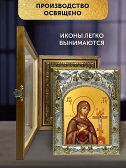 Икона Ахтырская Божия Матерь в ризе и деревянном киоте, 26х22 см