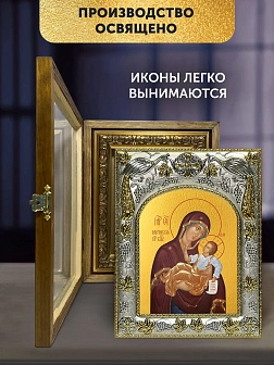 Икона Муромская Божия Матерь в ризе и деревянном киоте, 26х22 см